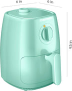 Chefman TurboFry 2-Quart Air Fryer, Dishwasher Safe Basket & Tray, Use Little to No Oil For Healthy Food, 60 Minute Timer, Fry Healthier Meals Fast, Heat And Power Indicator Light, Temp Control, Mint