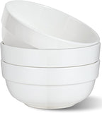 HAPPY KIT Large Serving Bowls 7 Inch 40 Ounces Soup Bowls,White Ceramic Salad Bowl Set of 3 for Kitchen,Pasta Bowls, Pho, Noodle, Cereal - Dishwasher & Microwave Safe