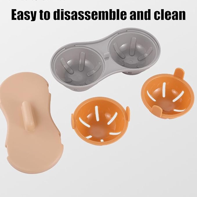 Wmool 2 Cavity Microwave Egg Cooker, Breakfast Double Row Egg Cooker, Poached Egg Cup Kitchen Cooking Gadgets