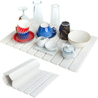 Large Stone Drying Mat for Kitchen Counter | Premium Diatomaceous Earth Coaster Set for Dishes | Non-Slip Kitchen Sink Mat | Fast-Absorbing, Eco-Friendly | 23" x 15.5" (Modern White)