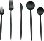 JASHII 18/10 Stainless Steel 20-Piece Matte Black Flatware Set,Dinner Knife Fork Salad Fork Dessert Spoon, Service for 4, Luxury Silverware Cutlery Utensil Sets