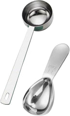 Coffee Scoop Set – 30ml Round & 15ml Curved Stainless Steel Measuring Spoons – Dual Design for Perfect Coffee Tea, & More – Ergonomically Balanced Handles