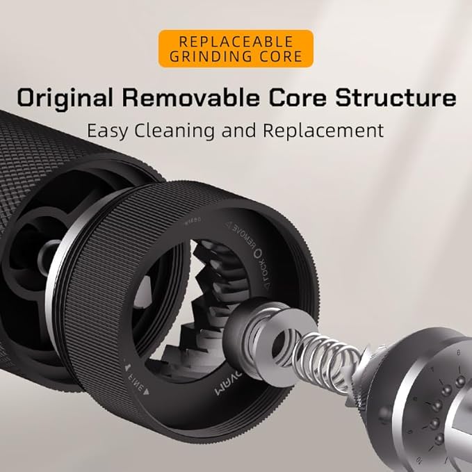 MAVO Manual Coffee Grinder, Wizard Hand Coffee Grinder, Capacity 25g with CNC Stainless Steel Pentagon Conical Burr, Adjustable Setting, Burr Coffee Bean Grinder for French Press, Pour Over, Silver