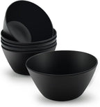 Bamboo Fiber Cereal Bowls Set 6 Pieces, 24 Ounce Soup Bowls Black, Melamine Bowls Set Large for Kitchen, Deep Serving Bowls for Cereal, Soup, Oatmeal, Rice, Pasta, Salad, Black
