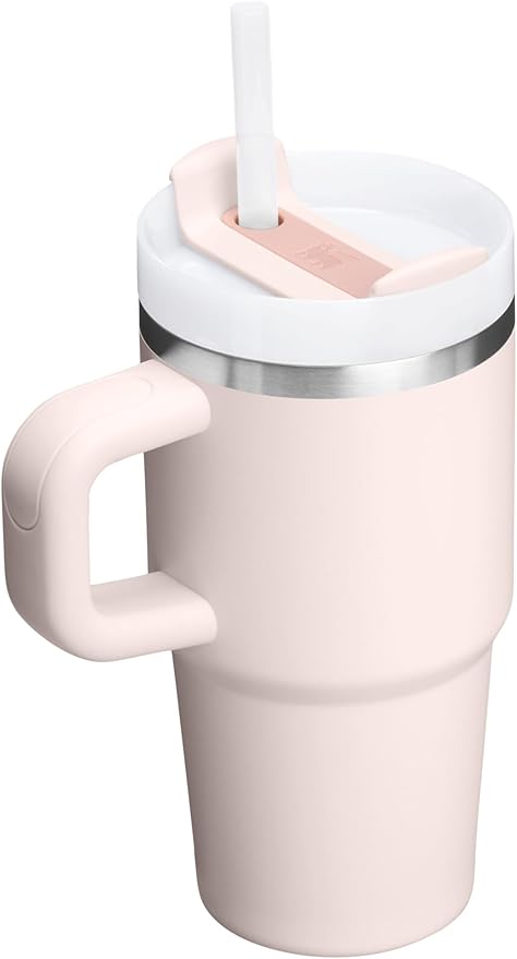 STANLEY Quencher H2.0 Tumbler with Handle and Straw 20 oz | Flowstate 3-Position Lid | Cup Holder Compatible for Travel | Insulated Stainless Steel Cup | BPA-Free | Rose Quartz 2.0