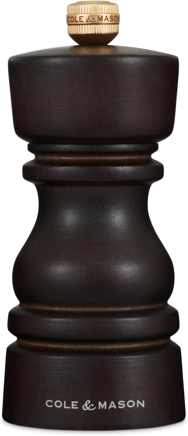 Cole & Mason London Refillable Spice Mill - Kitchen & Home Accessory - Table Salt Grinder - Salt Mill with Ceramic Mechanism - 5", Chocolate Wood