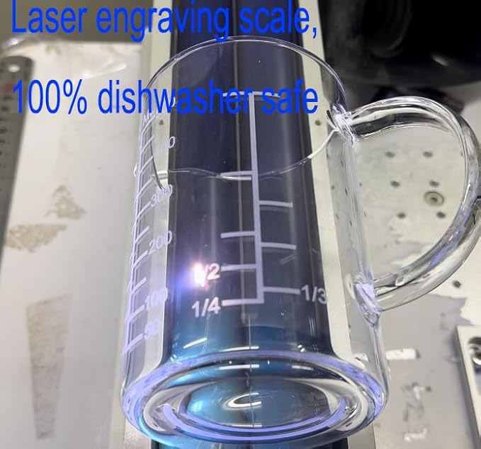 Ackers Mirror Etching Scale Glass Measuring Cup-[Insulated handle | V-Shaped Spout]-Made of High Borosilicate Glass Measuring Cup for Kitchen or Restaurant, Easy to Read, 500 ML (16 Oz, 2 Cup)