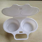 1pc white Egg Poacher, Microwave Boiler Poacher, 2 Cavity Nonstick Double Drain Poached Egg Maker Cups With Lid