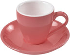 Porcelain Espresso Cup with Saucer, Espresso shot Cup, 80ml/2.7Oz, Pink