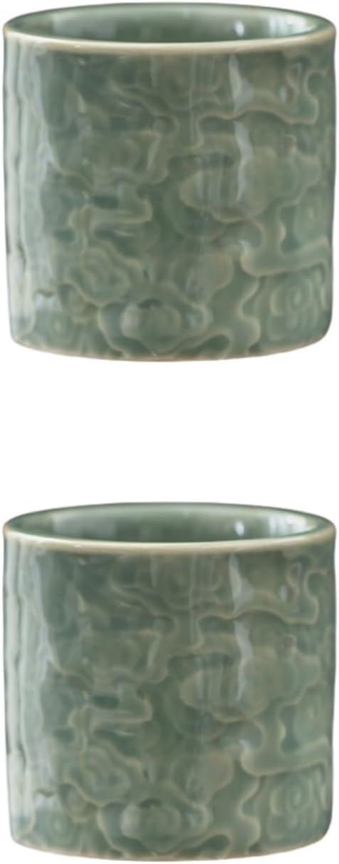 Ceramic Espresso Cups Set of 2 or 4-3oz Demitasse Cups for Coffee & Tea, No Handles, Durable & Dishwasher Safe (green, 2)
