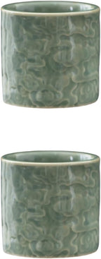 Ceramic Espresso Cups Set of 2 or 4-3oz Demitasse Cups for Coffee & Tea, No Handles, Durable & Dishwasher Safe (green, 2)