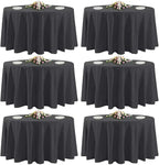6 Pack Black Round Tablecloths, 90 Inch Stain Resistant and Wrinkle Polyester Fabric Washable Table Clothes Cover for Kitchen Dining, Wedding, Reception Banquet, Birthday Party, Buffet Restaurant