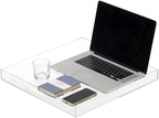 Clear Sturdy Acrylic Serving Tray with Handles-24x24Inch-Serving Coffee,Appetizer,Breakfast,Butler-Kitchen Countertop Tray-Makeup Drawer Organizer-Vanity Table,Ottoman Tray-Decorative Tray