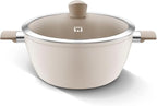 Large Size Aluminum Stock Pot with 7-Layered Ceramic Coating, Non-Stick Surface, Bakelite Stay-Cool Handles,Tempered Glass, Family Meal, Deep Design, 9.95Liter / 10.51Quarts