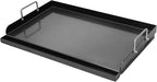 Universal 25" x 16" Nano-Ceramic Nonstick Coating Grill Griddle for Gas Grill, Cast Iron Griddle for Charcoal, Gas Grills, Camping, Flat Top Plate Insert with Grease Groove and Removable Handles