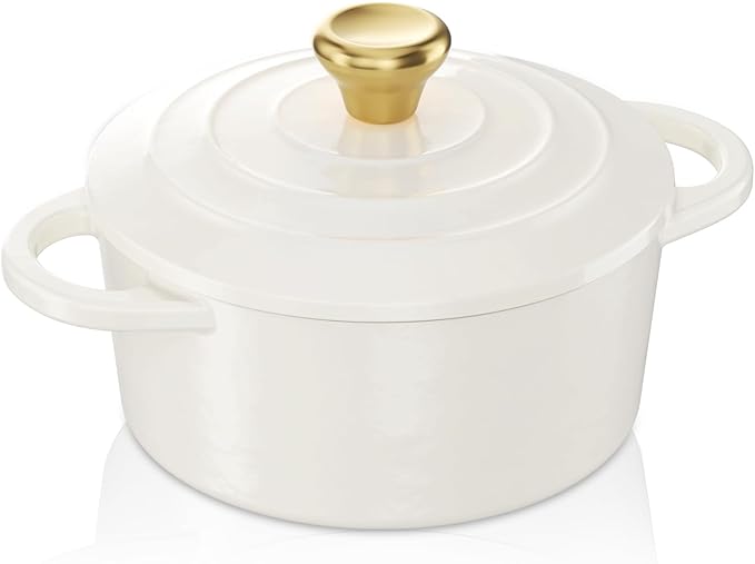 YUTANN Mini Dutch Oven 13oz Enamel Cast Iron Casserole for Single Portions, Oven Safe & PFAS-Free, Ideal for Small Bakes, Eggs & Snacks