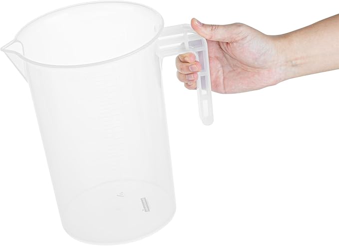 Restaurantware Measuring Cups 4 Quarts Pack of 10 Conical Spout Liquid Measuring Cups Embossed Ml and Oz Graduations, Clear Plastic Scaling Vessel with Handle, For Cooking, Baking, For Oil, Flour