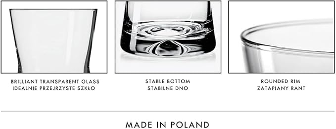 Krosno Whiskey Sour Glasses Old Fashioned Bourbon Cognac Brandy | Set of 6 | 9.8 oz | Cocktails Drinks Water Juice Scotch Irish Liquor Whisky | Made in Europe