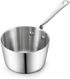 D&M Butter Warmer 0.39 Quart, Multi-Ply Clad Stainless Steel Milk Frother and Chocolate Melting Pot, Small Saucepan for Induction Stovetop, Coffee, Butter, Syrup