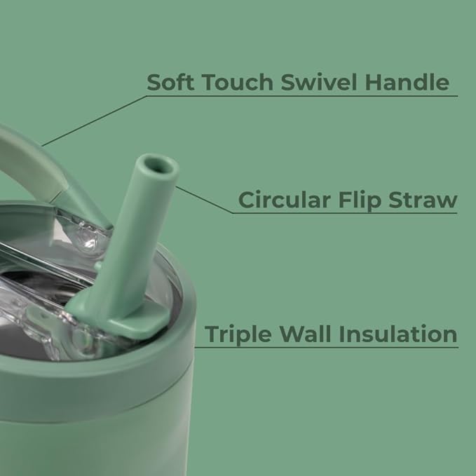 HydroJug Sport - Stainless Steel Tumbler with Straw, Vacuum Insulated, 20oz Leakproof Water Bottle, Ergonomic Design, Reusable, Dishwasher Safe, Rubber Base, Durable for Gym or Outdoors, Sage