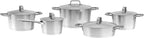 BergHOFF Meta 10Pc Cookware Set With Matching Lids Recycled 18/10 Stainless Steel Induction Pots and Pans Scratch-resistant Oven Safe