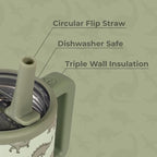 HydroJug Kids - 20 oz Insulated Kids Water Bottle with Flip Straw & Handle | Leak-Proof & Durable | Perfect for School, Sports, Lunch, Travel & Camp, Dinosaur