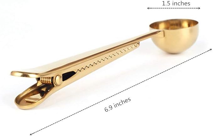 Stainless Steel Coffee and Tea Scoop with Bag Clip，Great for Measuring Coffee, Tea，Protein Powder, Instant Drinks and More, 2Pcs Perfect coffee spoon