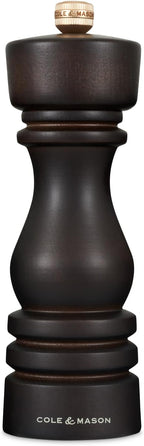 Cole & Mason London Refillable Spice Mill - Kitchen & Home Accessory - Table Salt Grinder - Salt Mill with Ceramic Mechanism - 7", Chocolate Wood