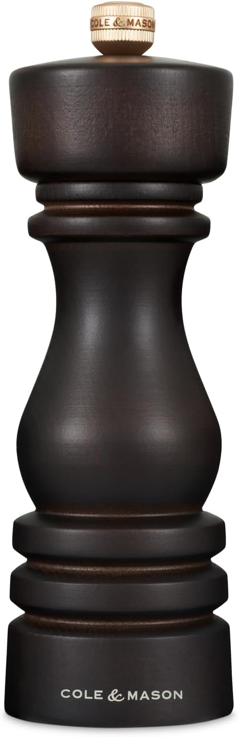 Cole & Mason London Refillable Spice Mill - Kitchen & Home Accessory - Table Salt Grinder - Salt Mill with Ceramic Mechanism - 7", Chocolate Wood