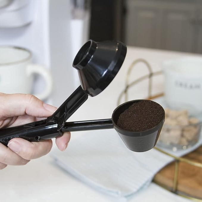 Perfect Pod EZ-Scoop Coffee Scooper & Funnel for Reusable K Cup Refillable Coffee Pods, 2 Tablespoon Capacity Black