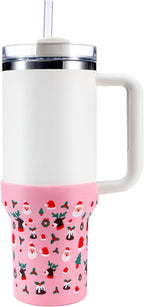 Christmas Boot for Stanley, Silicone Water Cup Bottom Protector Sleeve Accessories for Stanley Quencher H2.0 FlowState Tumbler 20oz/30oz/Stanley Adventure Quencher Tumbler 24oz (Pink)