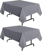 sancua 2 Pack Light Grey Tablecloth 54 x 54 Inch, Stain and Wrinkle Resistant Square Table Cloth - Washable Polyester Table Cover for Dining Tables, Buffet Parties and Camping