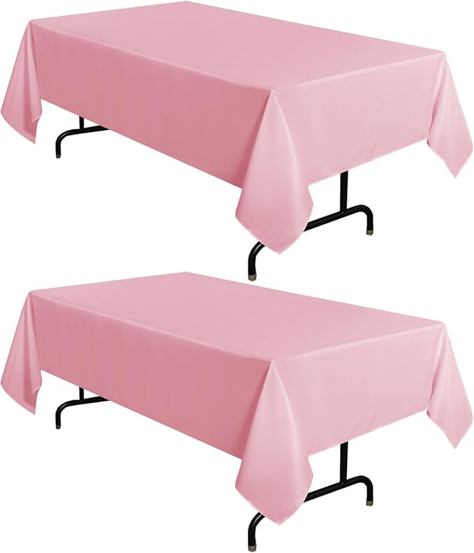 sancua 2 Pack Pink Tablecloth 60 x 102 Inch, Rectangle Table Cloth for 6 Feet Tables - Stain and Wrinkle Resistant Washable Polyester Table Cover for Dining Tables, Buffet Parties and Camping