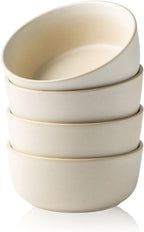 AmorArc Stoneware Cereal Bowls Set of 4, 26oz Soup Bowls Set for Cereal Soup Snacks, Modern Kitchen bowls for Meal, Dishwasher &Microwave Safe, Matte Ivory