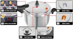 Stainless Steel Pressure Cooker with Steamer Basket, Faster Cooking and Safety Pressure Release (7-Liter)