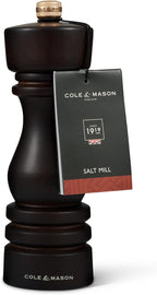 Cole & Mason London Refillable Spice Mill - Kitchen & Home Accessory - Table Salt Grinder - Salt Mill with Ceramic Mechanism - 7", Chocolate Wood