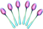 Demitasse Espresso Spoons, Mini Coffee Spoon, Stainless Steel Small Spoons for Dessert, Tea,Set of 6(Rainbow)