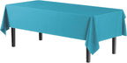 Exquisite Party Solids 12-Pack Premium Plastic Tablecloth 54in. x 108in. Rectangle Table Cover - Turquoise