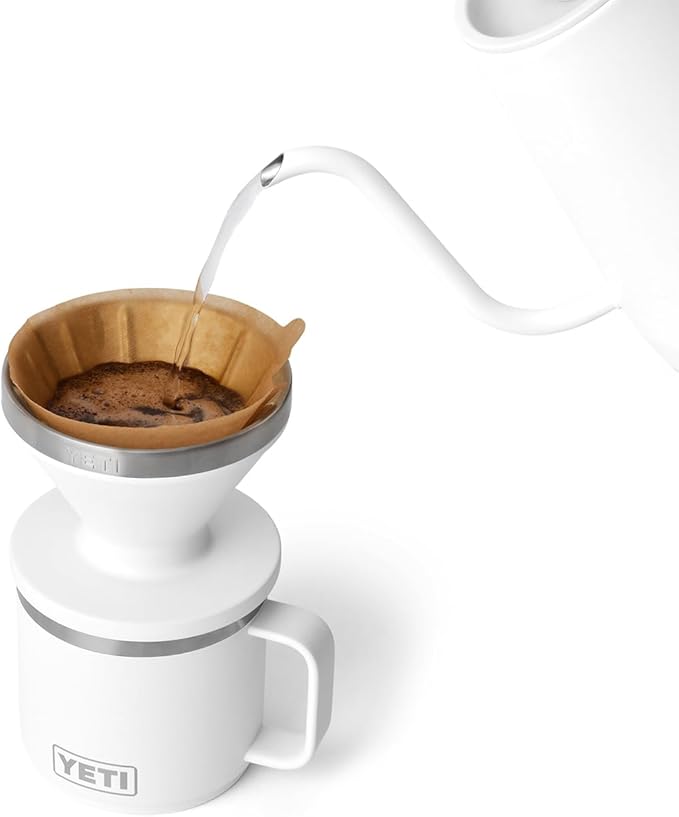 YETI Pour Over Coffee Maker Accessory Ramblers, Designed for Perfect Coffee Extraction Anywhere, Stainless Steel, fits any V60 Filter, White