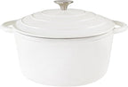 Dutch Oven,Cast Iron Dutch Ovens,Dutch Oven Pot with Lid,3 QT Enamel Dutch Pot,Dutch Ovens with Dual Handles,Cast Iron Pot for Braiser,Cooking,Gifts for Family,White