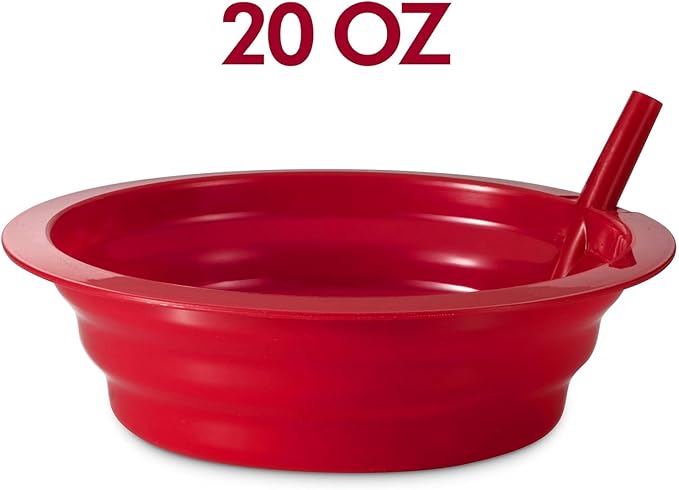 JoyServe Cereal Bowls with Straws for Kids (Set of 36-20-Ounce Bowls) BPA-Free Plastic Reusable Bowls with Built-In Straws for Children - Dishwasher and Microwave Safe, Includes 3 Cleaning Brushes