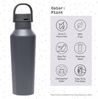 Corkcicle Sport Canteen Insulated Tumbler, Flint, 20 oz – Reusable Water Bottle Keeps Beverages Cold for 25 Hours & Hot 12 Hours – Cupholder Friendly Tumbler with Screw-On Cap