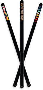 6.5" Custom Black Flat-Stemmed Drink Stirrers – Personalized Swizzle Sticks with Full-Color Printing – Sleek Plastic Stirrers for Cocktails, Coffee & Events – 50 Pack