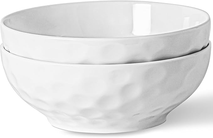 Soup Bowls, 7 Inch Oatmeal Bowls, Kitchen Bowl Set, Microwave and Dishwasher Safe, Scratch Resistant, Set of 2