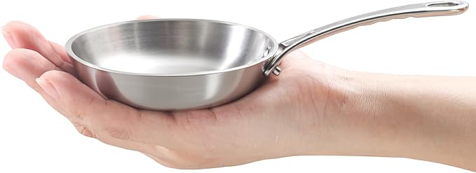 Macevia Mini 0.12QT Sauce Pan, 18/10 Stainless Steel Pans, Small Pot Butter Warmer With Handle, 3 Ply Stainless Frying Pans For Home Kitchen - 4 Inch