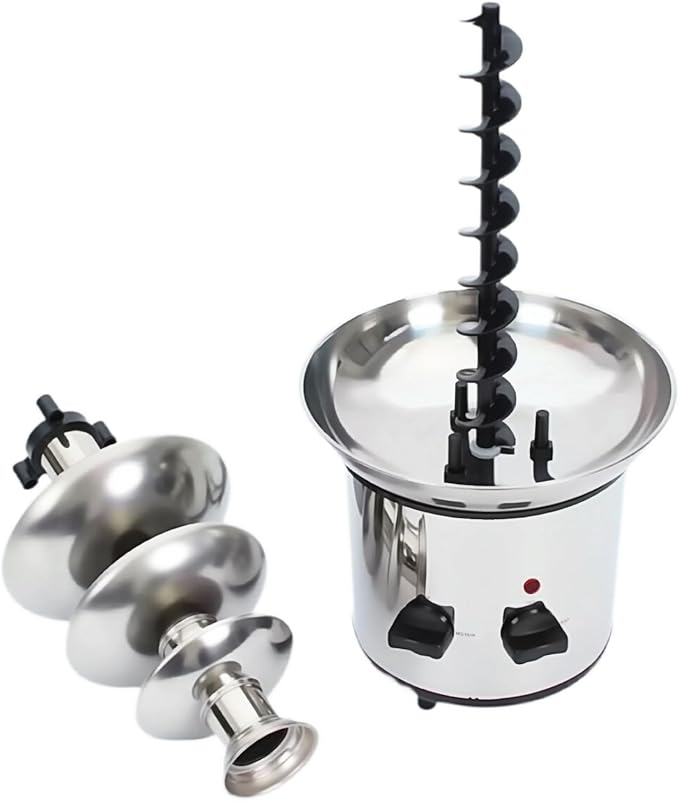 Chocolate Fountain Machine, 4 Tier Stainless Steel - 60-Ounce Electric Fondue Fountain with Temperature Control, Hot Chocolate Cheese Melting Heat Machine for Catering, Cafe, Hotel, Party, Wedding