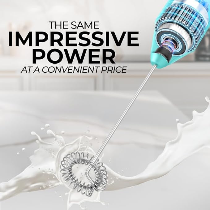 Zulay Kitchen Powerful Milk Frother Wand - Mini Handheld Stainless Steel - Battery Operated Drink Mixer for Coffee, Lattes, Cappuccino, Matcha - Froth Mate Gift - Aurora