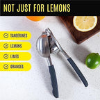 Stainless Steel Lemon Squeezer Press - No Seeds, Pro-Grade, Effortlessly Get Every Drop - Manual Non-Slip Grip Design - Lemon Lime Squeezer, Orange, and Citrus Fruit Hand Held Lemon Juicer Squeezer