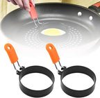 2025 New Stainless Steel Egg Rings for Frying - Round Cooker Rings, Pancake Shapers With Orange Silicone Handle Non-stick Molds for Kitchen Breakfast Tool (A-2Pcs Orange)