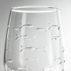 Rolf Glass School of Fish White Wine Glass | 12 ounce Stemmed Set of 4 | Lead-Free Glass | Diamond Wheel Engraved in America